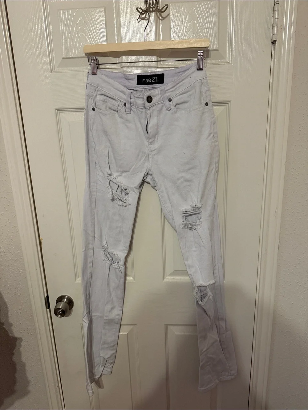 Rue 21 White Distressed flare Jeans